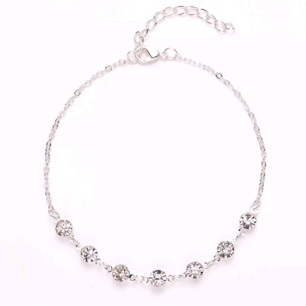 NEW Silver Rhinestone Anklet - Picture 2 of 4